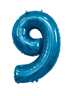 Palloncino Mylar Numero 9 Blu Mega 40" - 101cm - 1pz | G3S Party