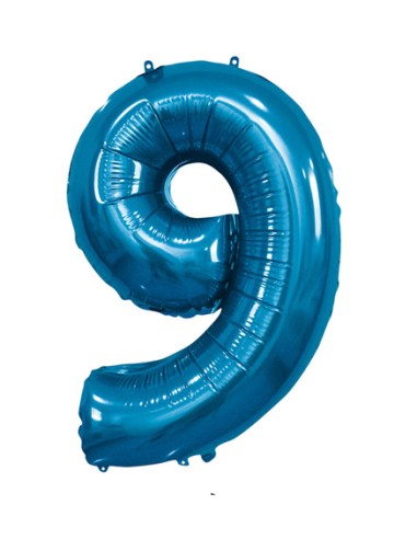 Palloncino Mylar Numero 9 Blu Mega 40" - 101cm - 1pz | G3S Party