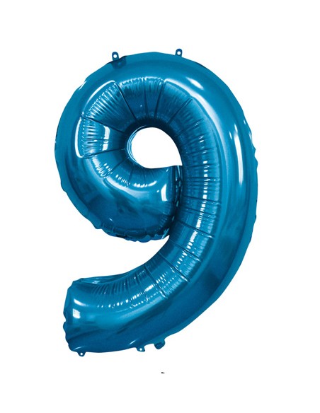 Palloncino Mylar Numero 9 Blu Mega 40" - 101cm - 1pz | G3S Party