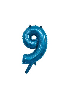 Palloncino Mylar Numero 9 Blu Mini 14" - 35cm con valvola - 1pz | G3S Party