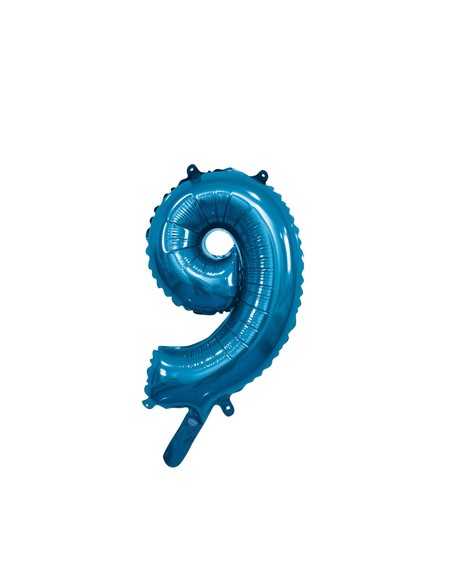 Palloncino Mylar Numero 9 Blu Mini 14" - 35cm con valvola - 1pz | G3S Party