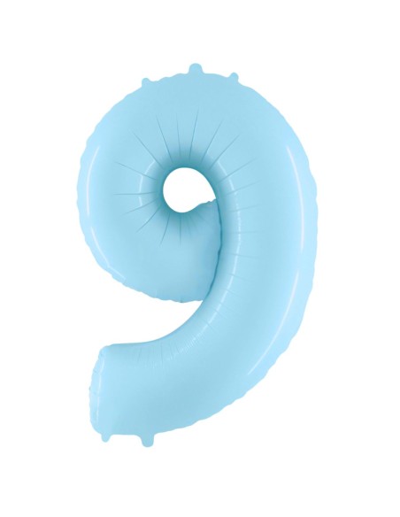 Palloncino Mylar Numero 9 Celeste Pastello Mega 40" - 101cm - 1pz | G3S Party