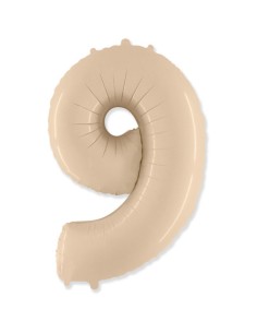 Palloncino Mylar Numero 9 Crema Mega 40" - 101cm - 1pz | G3S Party