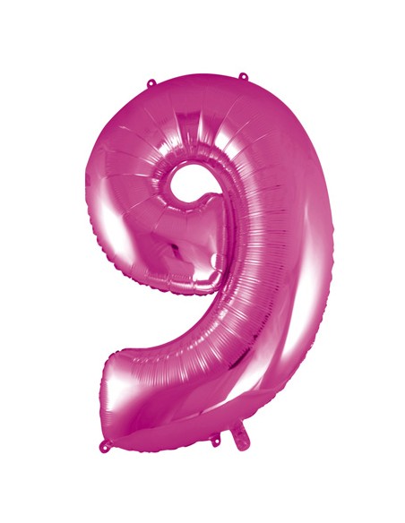 Palloncino Mylar Numero 9 Fuxia Mega 40" - 101cm - 1pz | G3S Party