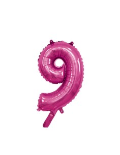 Palloncino Mylar Numero 9 Fuxia Mini 14" - 35cm con valvola - 1pz | G3S Party