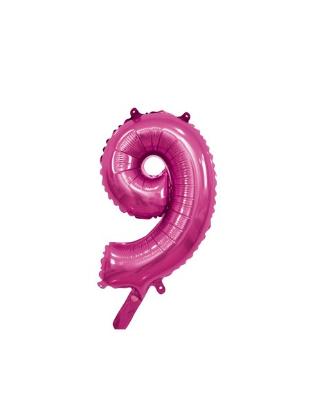 Palloncino Mylar Numero 9 Fuxia Mini 14" - 35cm con valvola - 1pz | G3S Party