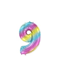 Palloncino Mylar Numero 9 Multicolor Gradient Mini 14" - 35cm - 1pz | G3S Party