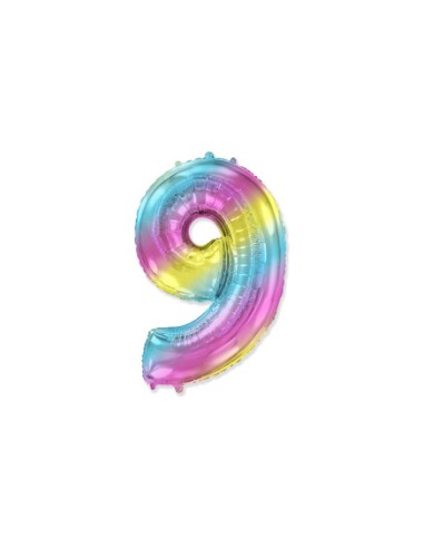 Palloncino Mylar Numero 9 Multicolor Gradient Mini 14" - 35cm - 1pz | G3S Party