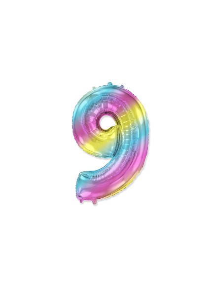 Palloncino Mylar Numero 9 Multicolor Gradient Mini 14" - 35cm - 1pz | G3S Party