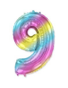 Palloncino Mylar Numero 9 Multicolor Gradient SuperShape 40" - 101cm - 1pz | G3S Party