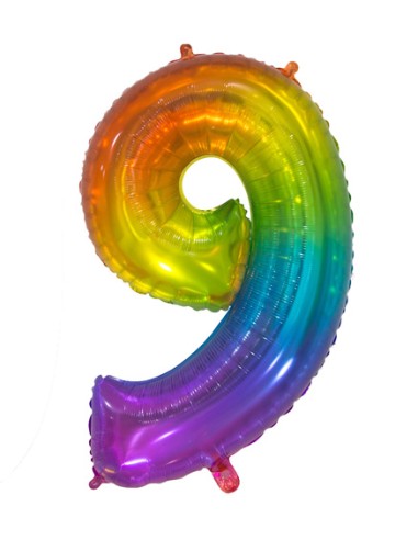 Palloncino Mylar Numero 9 Multicolor Jelly Mega 34" - 86cm - 1pz | G3S Party