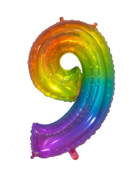 Palloncino Mylar Numero 9 Multicolor Jelly Mega 34" - 86cm - 1pz | G3S Party