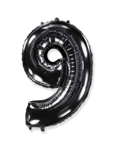 Palloncino Mylar Numero 9 Nero Mega 40" - 101cm - 1pz | G3S Party