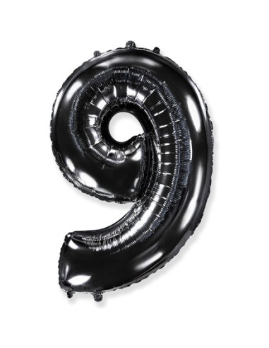 Palloncino Mylar Numero 9 Nero Mega 40" - 101cm - 1pz | G3S Party