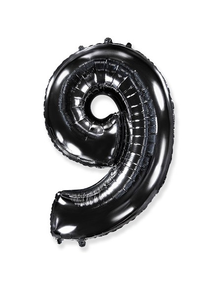 Palloncino Mylar Numero 9 Nero Mega 40" - 101cm - 1pz | G3S Party