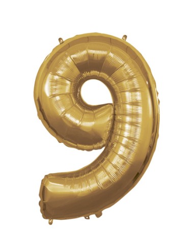 Palloncino Mylar Numero 9 Oro Mega 40" - 101cm - 1pz | G3S Party