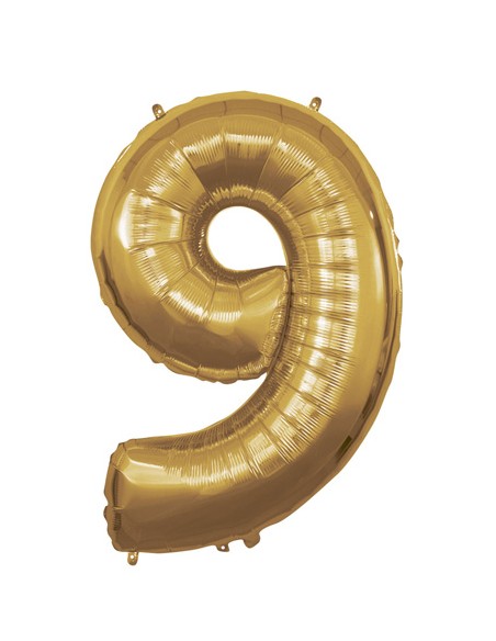 Palloncino Mylar Numero 9 Oro Mega 40" - 101cm - 1pz | G3S Party