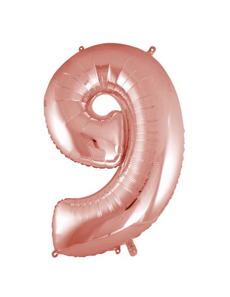 Palloncino Mylar Numero 9 Rosa Gold Mega 40" - 101cm - 1pz | G3S Party