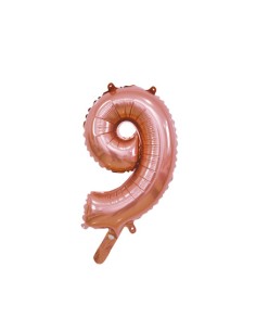 Palloncino Mylar Numero 9 Rosa Gold Mini 14" - 35cm con valvola - 1pz | G3S Party
