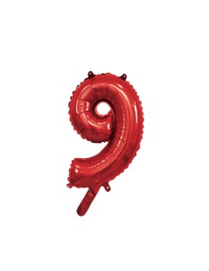 Palloncino Mylar Numero 9 Rosso Mini 14" - 35cm con valvola - 1pz | G3S Party