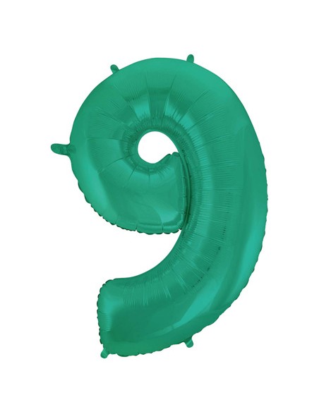 Palloncino Mylar Numero 9 Satin Velvet Aquamarine Mega 40" - 101cm - 1pz | G3S Party