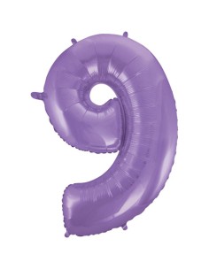 Palloncino Mylar Numero 9 Satin Velvet Lilac Mega 40" - 101cm - 1pz | G3S Party