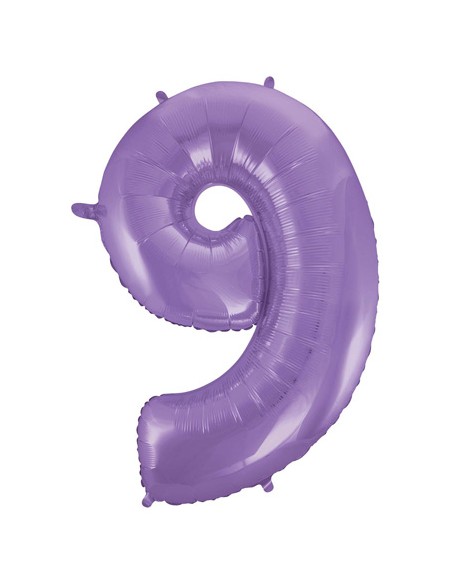 Palloncino Mylar Numero 9 Satin Velvet Lilac Mega 40" - 101cm - 1pz | G3S Party