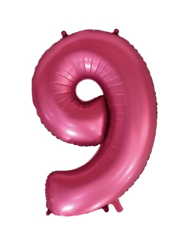 Palloncino Mylar Numero 9 Satin velvet Pomegranate Mega 40" - 101cm - 1pz | G3S Party