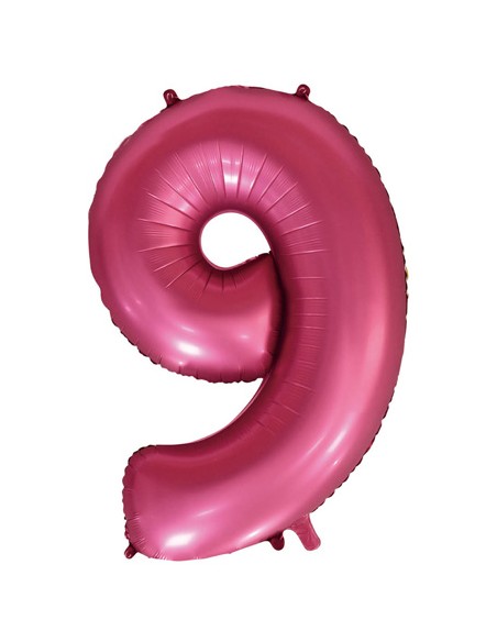 Palloncino Mylar Numero 9 Satin velvet Pomegranate Mega 40" - 101cm - 1pz | G3S Party