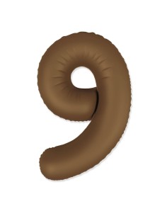 Palloncino Mylar Numero 9 Slim Mate Choco Brown Satinato 37" - 86cm - 1pz | G3S Party