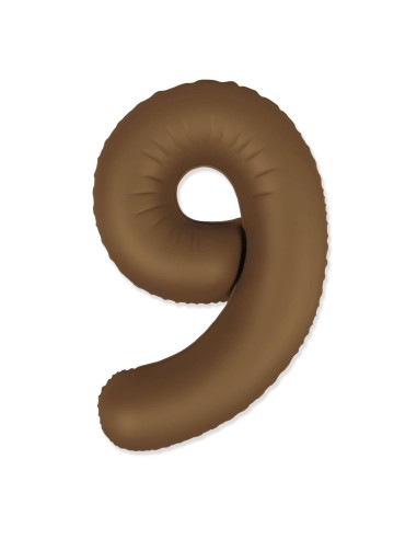 Palloncino Mylar Numero 9 Slim Mate Choco Brown Satinato 37" - 86cm - 1pz | G3S Party