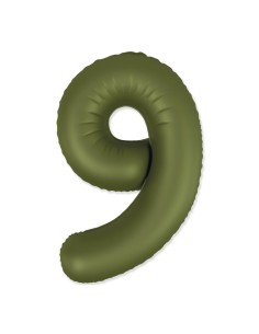 Palloncino Mylar Numero 9 Slim Mate Verde Oliva Satinato 37" - 86cm - 1pz | G3S Party