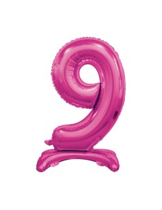 Palloncino Mylar Numero 9 Standing Fuxia Mega 30" - 76cm - 1pz | G3S Party