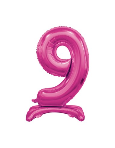 Palloncino Mylar Numero 9 Standing Fuxia Mega 30" - 76cm - 1pz | G3S Party