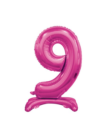 Palloncino Mylar Numero 9 Standing Fuxia Mega 30" - 76cm - 1pz | G3S Party