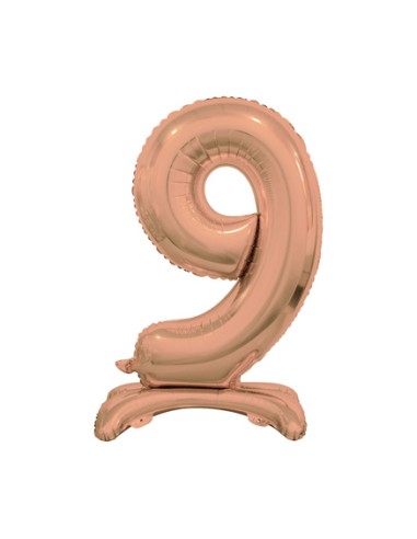 Palloncino Mylar Numero 9 Standing Rosa Gold Mega 30" - 76cm - 1pz | G3S Party