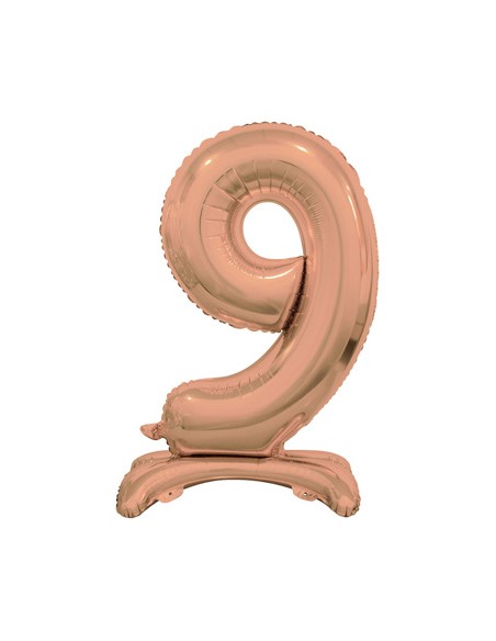 Palloncino Mylar Numero 9 Standing Rosa Gold Mega 30" - 76cm - 1pz | G3S Party