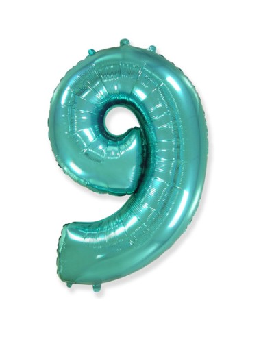 Palloncino Mylar Numero 9 Verde Menta Mega 40" - 101cm - 1pz | G3S Party