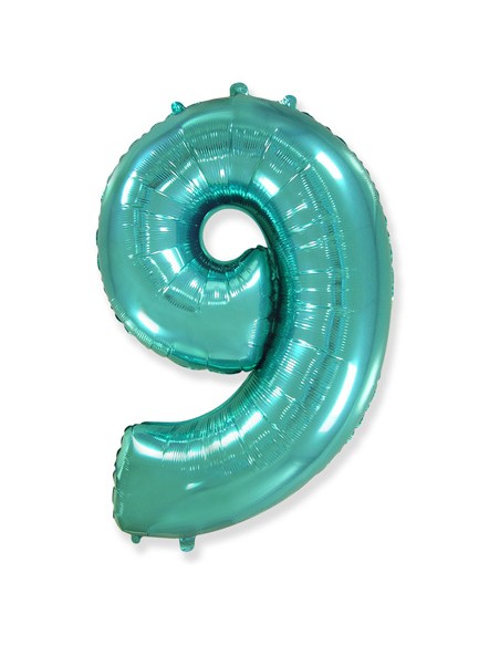 Palloncino Mylar Numero 9 Verde Menta Mega 40" - 101cm - 1pz | G3S Party