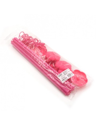 Bastoncini e Valvola da Tavola Rosa 36cm-10pz | G3S Party