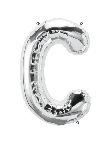 Palloncino Mylar Lettera C Argento Mega 40" - 101cm - 1pz | G3S Party