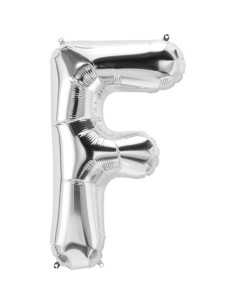 Palloncino Mylar Lettera F Argento Mega 40" - 101cm - 1pz | G3S Party