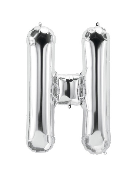 Palloncino Mylar Lettera H Argento Mega 40" - 101cm - 1pz | G3S Party