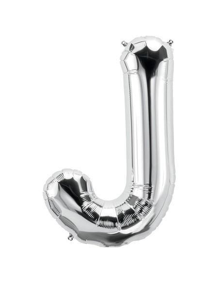 Palloncino Mylar Lettera J Argento Mega 40" - 101cm - 1pz | G3S Party
