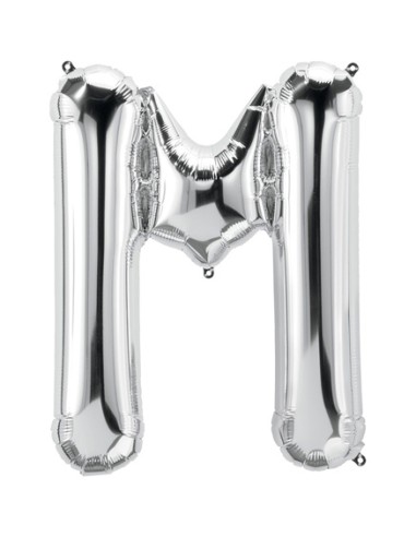 Palloncino Mylar Lettera M Argento Mega 40" - 101cm - 1pz | G3S Party