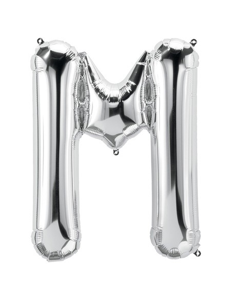 Palloncino Mylar Lettera M Argento Mega 40" - 101cm - 1pz | G3S Party