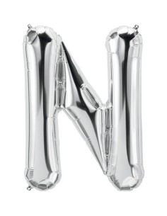 Palloncino Mylar Lettera N Argento Mega 40" - 101cm - 1pz | G3S Party
