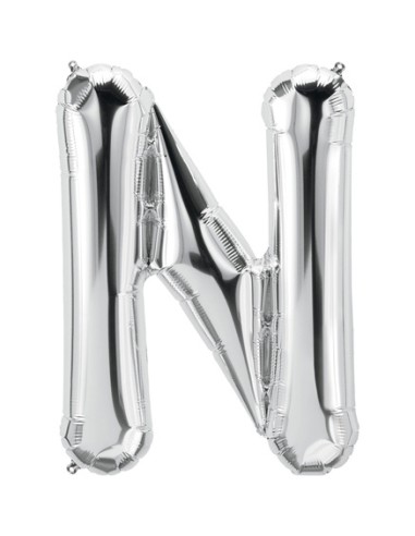 Palloncino Mylar Lettera N Argento Mega 40" - 101cm - 1pz | G3S Party