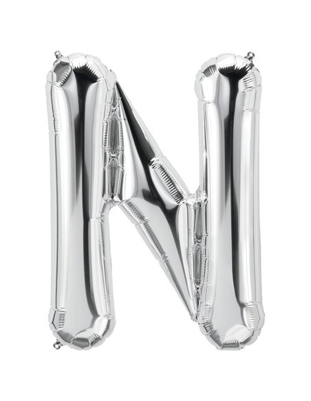 Palloncino Mylar Lettera N Argento Mega 40" - 101cm - 1pz | G3S Party