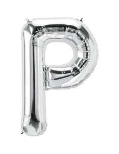 Palloncino Mylar Lettera P Argento Mega 40" - 101cm - 1pz | G3S Party